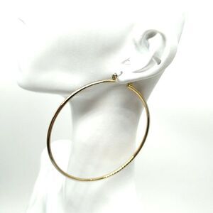 Large Gold Tone Hoop Earrings 2"W x 1.75"H